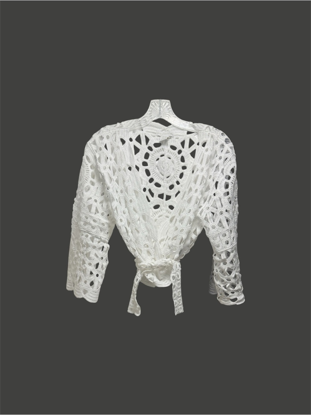 House of Harlow 1960 White Crochet Off-the-Shoulder Tie-Back Top